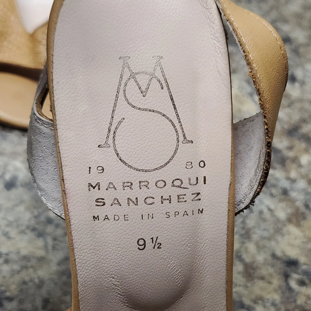 Marroqui Sanchez Leather Espedrille Heel Sandals Made In SPAIN  Size 9.5